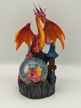 Glitterkugel Drache - rot 20cm